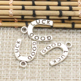 20 piezas de dijes de herradura de la suerte, 17 x 12 mm, color plata tibetana, colgantes, joyería antigua, artesanía hecha a mano. 