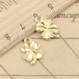 20pcs Charms Lucky Irish Four Leaf Clover 17x11mm Tibetan Bronze Gold Silver Color Pendants Antique Jewelry Making DIY Pendants ef4782
