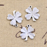 20pcs Charms Lucky Irish Four Leaf Clover 17x15mm Antique Silver Color Pendants DIY Making Findings Handmade Tibetan Jewelry