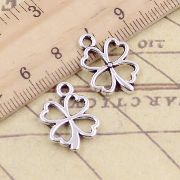 20pcs Charms Lucky Irish Four Leaf Clover 20x13mm Tibetan Silver Color Pendants Antique Jewelry Making DIY Handmade Craft