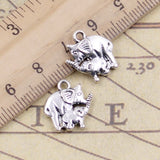 20pcs Charms Mama And Baby Elephant 16x14mm Tibetan Bronze Silver Color Pendants Antique Jewelry Making DIY Handmade Craft