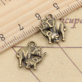 20pcs Charms Mama And Baby Elephant 16x14mm Tibetan Bronze Silver Color Pendants Antique Jewelry Making DIY Handmade Craft