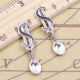 20pcs Charms Money Dollar Spoon 37x9mm Tibetan Silver Color Pendants Antique Jewelry Making DIY Handmade Craft Pendant