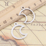 20pcs Charms Moon 21x26mm Tibetan Bronze Silver Color Pendants Antique Jewelry Making DIY Handmade Craft