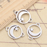 20pcs Charms Moon Connector Star Link 15x20mm Tibetan Silver Color Pendants Antique Jewelry Making DIY Handmade Craft