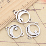 20pcs Charms Moon Connector Star Link 15x20mm Tibetan Silver Color Pendants Antique Jewelry Making DIY Handmade Craft
