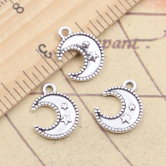 20pcs Charms Moon Star 15x12mm Tibetan Silver Color Pendants Antique Jewelry Making DIY Handmade Craft