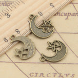 20pcs Charms Moon Star 20x16mm Tibetan Bronze Silver Color Pendants Antique Jewelry Making DIY Handmade Craft