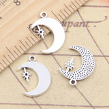 20pcs Charms Moon Star Polaris 18x13mm Tibetan Silver Color Pendants Antique Jewelry Making DIY Handmade Craft