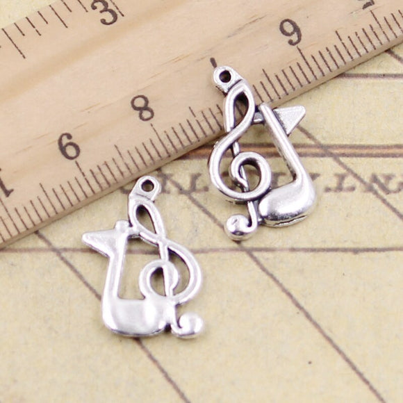 20pcs Charms Musical Note 21x13mm Tibetan Silver Color Pendants Antique Jewelry Making DIY Handmade Craft Pendant