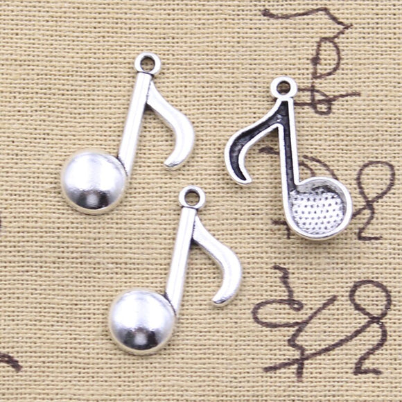 20pcs Charms Musical Note 22x17mm Antique Silver Color Pendants DIY Crafts Making Findings Handmade Tibetan Jewelry