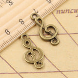 20pcs Charms Musical Note 23x13mm Tibetan Bronze Silver Color Pendants Antique Jewelry Making DIY Handmade Craft