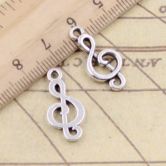 20pcs Charms Musical Note 23x13mm Tibetan Bronze Silver Color Pendants Antique Jewelry Making DIY Handmade Craft