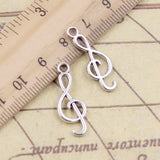 20pcs Charms Musical Note 25x9mm Tibetan Bronze Silver Color Pendants Antique Jewelry Making DIY Handmade Craft