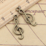 20pcs Charms Musical Note 25x9mm Tibetan Bronze Silver Color Pendants Antique Jewelry Making DIY Handmade Craft