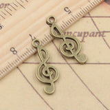 20pcs Charms Musical Note 26x20mm Tibetan Bronze Silver Color Pendants Antique Jewelry Making DIY Handmade Craft