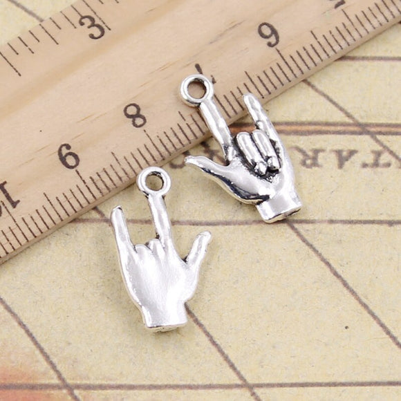 20pcs Charms Palm I Love You Hand 22x13mm Tibetan Silver Color Pendants Antique Jewelry Making DIY Handmade Craft Pendant