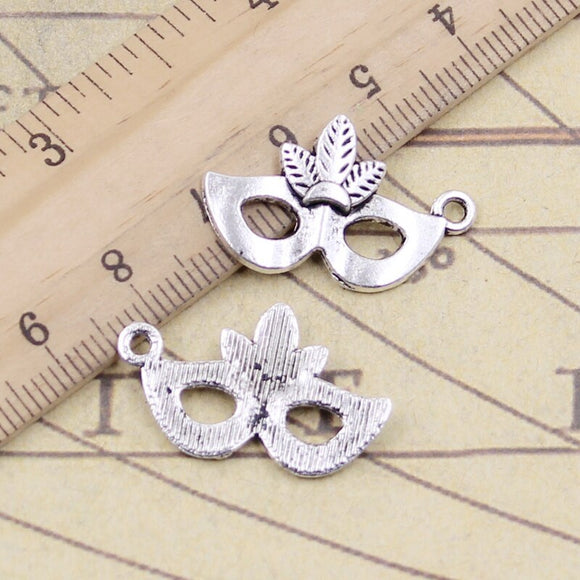 20pcs Charms Party Mask Masquerade Mardi Gras 24x15mm Tibetan Silver Color Pendants Antique Jewelry Making DIY Handmade Craft