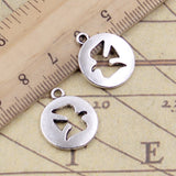 20pcs Charms Peace Dove Cut Out 15mm Tibetan Bronze Silver Color Pendants Antique Jewelry Making DIY Handmade Craft