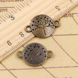 20 piezas de dijes de árbol de la paz, 23 x 16 mm, colgantes de color bronce tibetano y plata, joyería antigua, artesanía hecha a mano. 