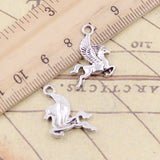 20 piezas de dijes de caballo volador de Pegaso, 20 x 15 mm, colgantes de color plata y bronce tibetano, joyería antigua, artesanía hecha a mano. 