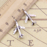 20 colgantes de avión de 23 x 13 mm, de bronce tibetano, color plata, para hacer joyas antiguas, manualidades hechas a mano. 