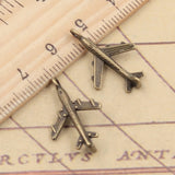 20 colgantes de avión de 23 x 13 mm, de bronce tibetano, color plata, para hacer joyas antiguas, manualidades hechas a mano. 