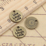 20pcs Charms Plates Live Laugh Love 12x12mm Tibetan Bronze Silver Color Pendants Antique Jewelry Making DIY Handmade Craft