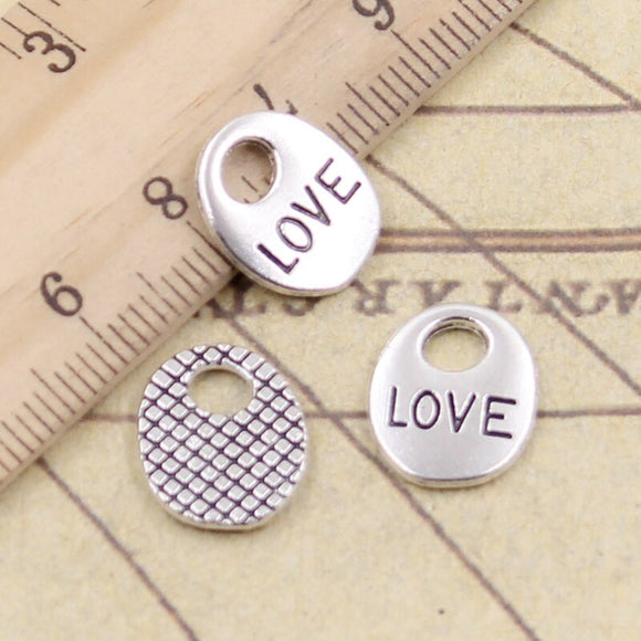 20pcs Charms Plates Love 12x14mm Tibetan Silver Color Pendants Antique Jewelry Making DIY Handmade Craft