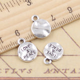 20pcs Charms Plates Love Peace 13x10mm Tibetan Silver Color Pendants Antique Jewelry Making DIY Handmade Craft