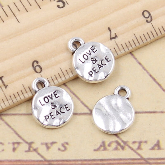 20pcs Charms Plates Love Peace 13x10mm Tibetan Silver Color Pendants Antique Jewelry Making DIY Handmade Craft