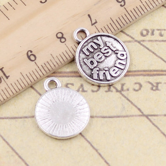 20pcs Charms Plates My Best Friend 18x15mm Tibetan Bronze Silver Color Pendants Antique Jewelry Making DIY Handmade Craft