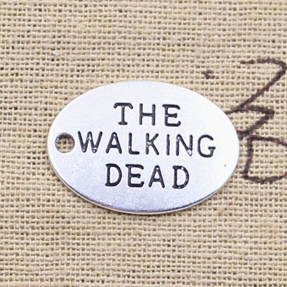 20pcs Charms Plates The Walking Dead 17x23mm Antique Silver Color Pendants DIY Crafts Making Findings Handmade Tibetan Jewelry
