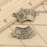 20pcs Charms Playing Cards Poker Train Seqence 24x13mm Tibetan Bronze Silver Color Pendants Antique Making DIY Handmade Craft