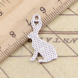 20pcs Charms Rabbit 26x14mm Tibetan Bronze Silver Color Pendants Antique Jewelry Making DIY Handmade Craft
