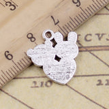 20pcs Charms Rabbit Bunny Panda Love Heart 20x18mm Tibetan Silver Color Pendants Antique Jewelry Making DIY Handmade Pendant