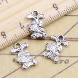20pcs Charms Rabbit With Carrot 15x20mm Tibetan Bronze Silver Color Pendants Antique Jewelry Making DIY Handmade Craft Pendant