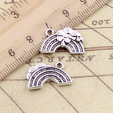 20pcs Charms Rainbow Flower 12x19mm Tibetan Bronze Silver Color Pendants Antique Jewelry Making DIY Handmade Craft