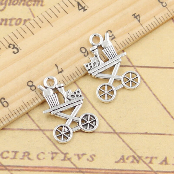20pcs Charms Red Wine Cart Dining Car 21x15mm Tibetan Silver Color Pendants Antique Jewelry Making DIY Handmade Craft