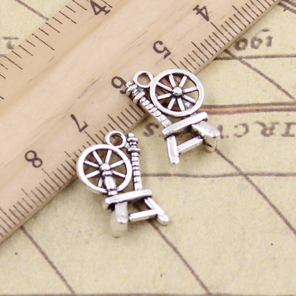 20pcs Charms Retro Textile Lathe 19x12mm Tibetan Silver Color Pendants Antique Jewelry Making DIY Handmade Craft Pendant g0965