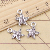 20 piezas de dijes de estrella de mar de 16 x 12 mm, colgantes de color plata tibetana, joyería antigua, artesanía hecha a mano. 
