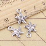20 piezas de dijes de estrella de mar de 16 x 12 mm, colgantes de color plata tibetana, joyería antigua, artesanía hecha a mano. 