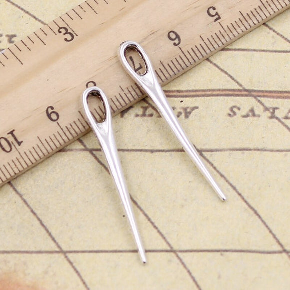 20pcs Charms Sewing Needle 39x5mm Tibetan Bronze Silver Color Pendants Antique Jewelry Making DIY Handmade Craft