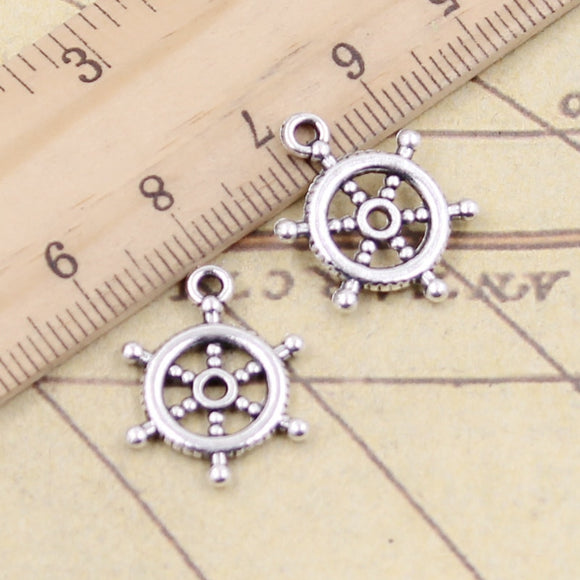 20pcs Charms Ships Wheel Helm Rudder 20x15mm Tibetan Bronze Silver Color Pendants h0787 Antique Jewelry Making DIY Handmade Craft