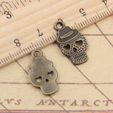 20pcs Charms Skeleton Skull Hat 21x12mm Tibetan Bronze Silver Color Pendants Antique Jewelry Making DIY Handmade Craft