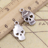 20pcs Charms Skeleton Skull Hat 21x12mm Tibetan Bronze Silver Color Pendants Antique Jewelry Making DIY Handmade Craft