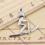 20pcs Charms Skier Ski Sporter Skiing Player 24x26mm Tibetan Silver Color Pendants Antique Jewelry Making DIY Handmade Craft