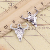 20pcs Charms Skull Bull Ox 21x20mm Tibetan Bronze Silver Color Pendants Antique Jewelry Making DIY Handmade Craft