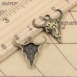 20pcs Charms Skull Bull Ox 21x20mm Tibetan Bronze Silver Color Pendants Antique Jewelry Making DIY Handmade Craft