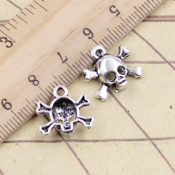 20pcs Charms Skull Skeleton Bone 15x14mm Tibetan Silver Color Pendants Antique Jewelry Making DIY Handmade Craft